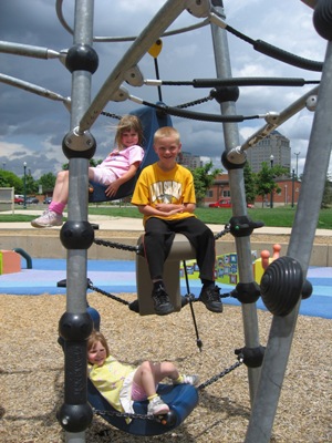 Kids play at America the Beautiful Park.